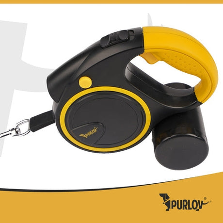 Automatiskt hundkoppel 5 m med LED-ficklampa & påshållare 10-25 kg