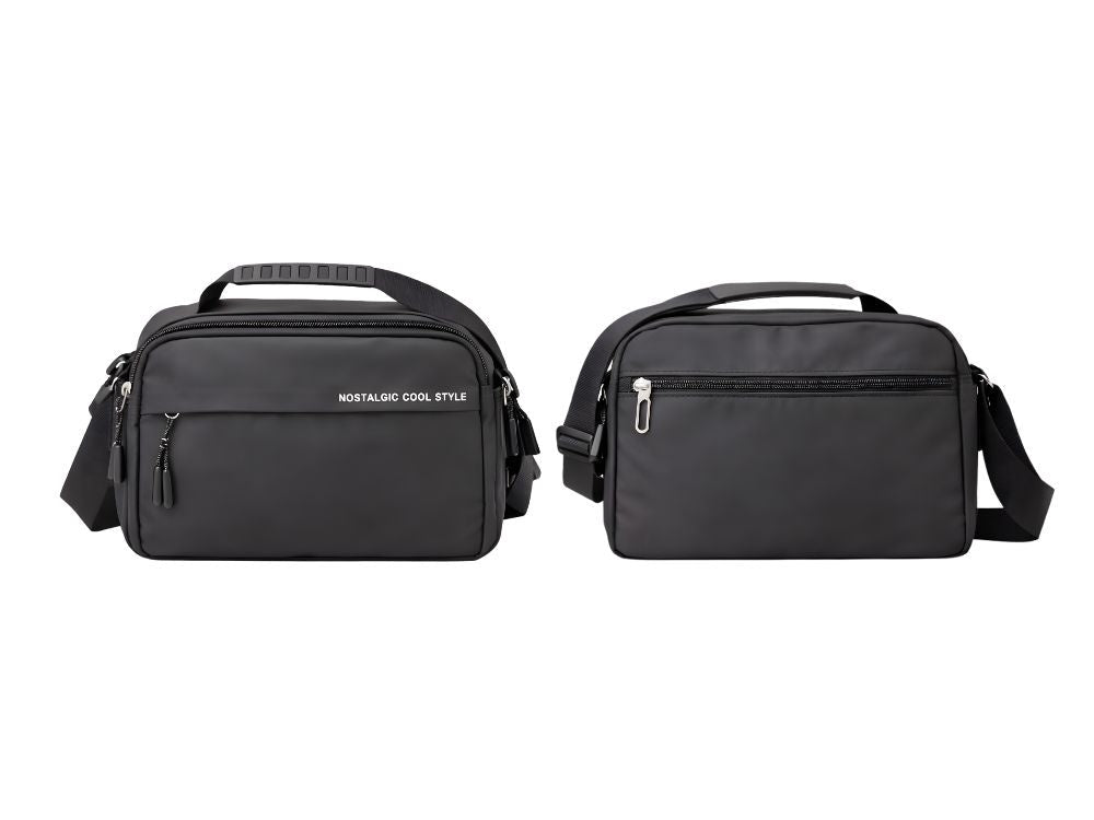 Axelväska herr crossbody polyester svart 30x9x21 cm justerbar rem