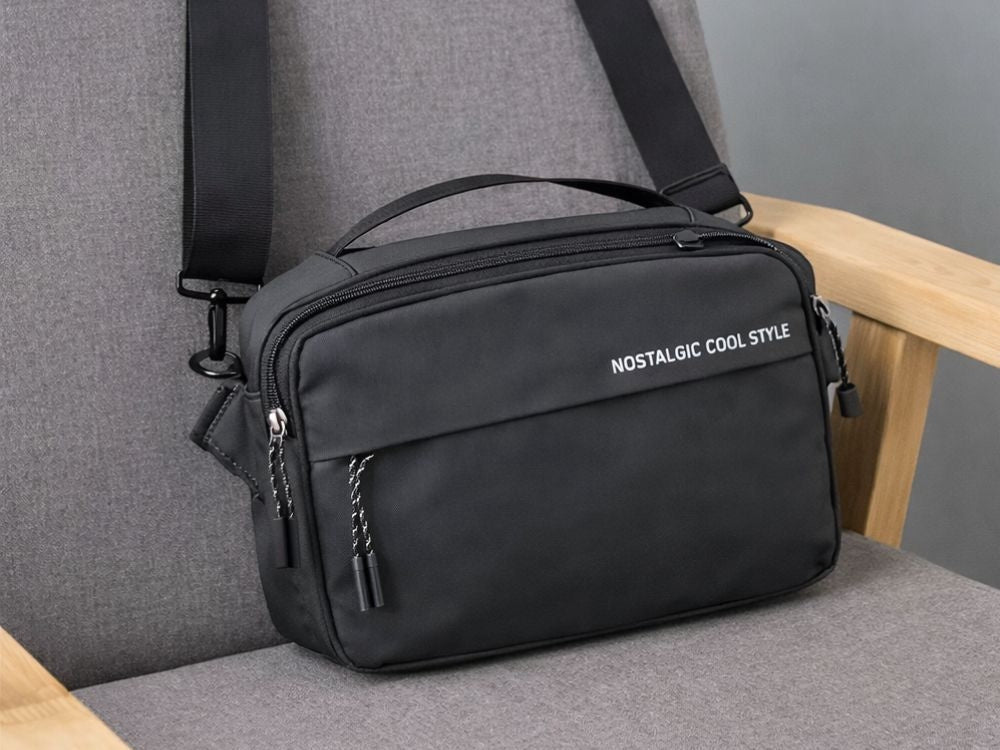 Axelväska herr crossbody polyester svart 30x9x21 cm justerbar rem