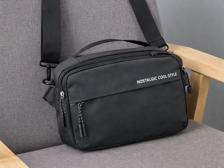 Axelväska herr crossbody polyester svart 30x9x21 cm justerbar rem