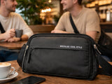 Axelväska herr crossbody polyester svart 30x9x21 cm justerbar rem