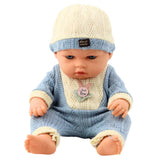 Babydocka 29 cm med stickad outfit och mössa, verklighetstrogen