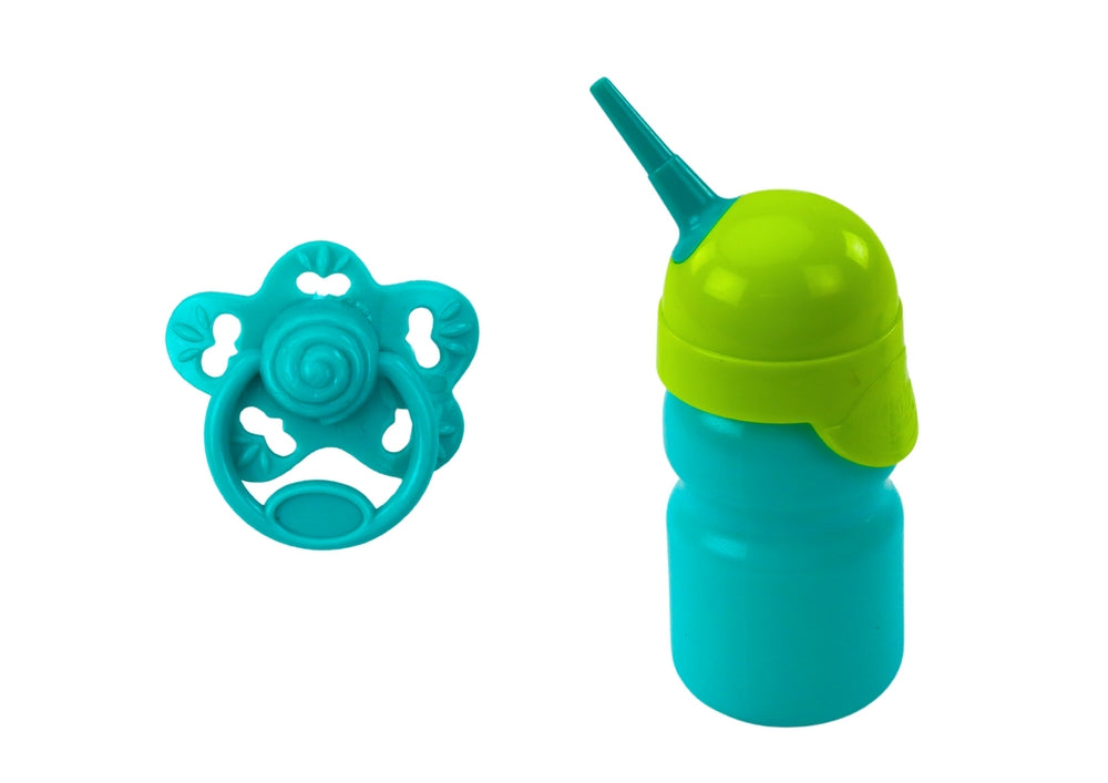 Babydocka 35 cm med ljud, kissfunktion och nappflaska, grå pyjamas