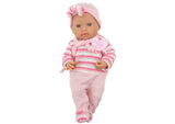 Babydocka 39 cm med rörliga armar/ben, rosa kläder, 18+ mån