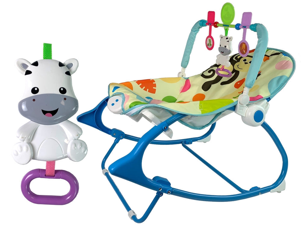 Babygunga/gungstol med musik & vibration, blå zebra, 0-3 år 18 kg