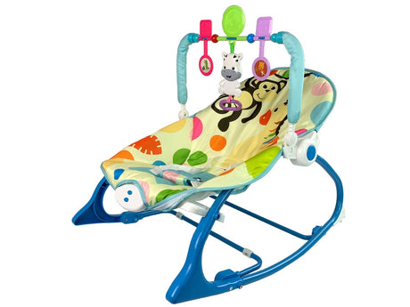 Babygunga/gungstol med musik & vibration, blå zebra, 0-3 år 18 kg