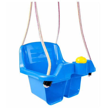 Babygunga med ryggstöd och framskydd blå plast 10+ mån 19 kg
