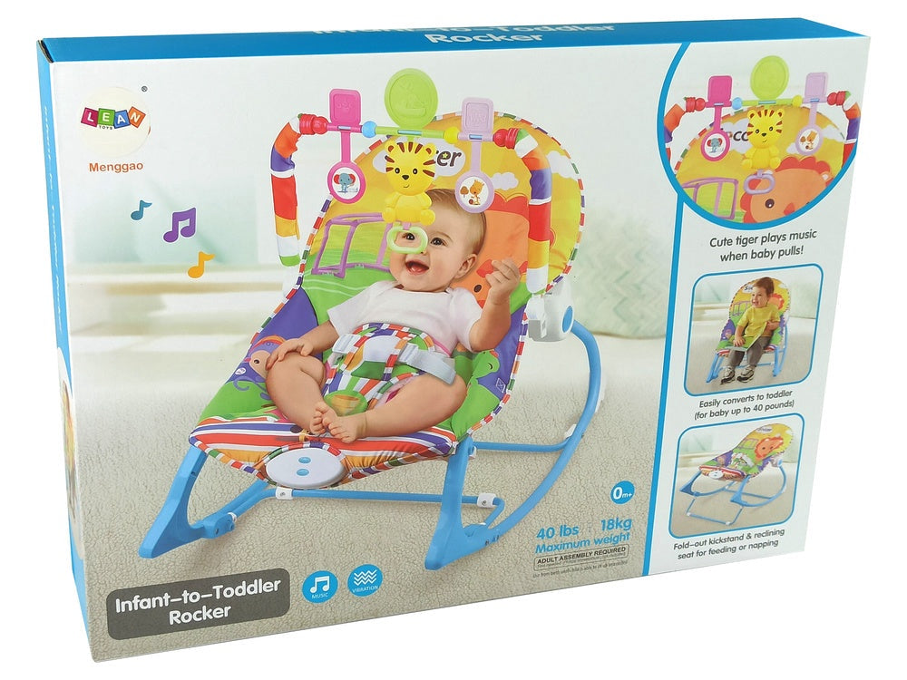 Babygungstol/babysitter med vibration och leksaksbåge grön 0-3 år
