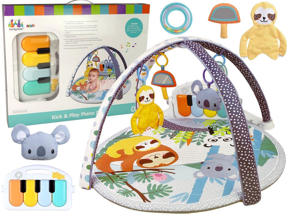 Babygym lekmatta med piano ljus/ljud, koala, 3 leksaker & spegel