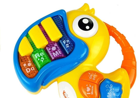 Babypiano papegoja med ljus och ljud, batterier ingår, 17,5x16 cm