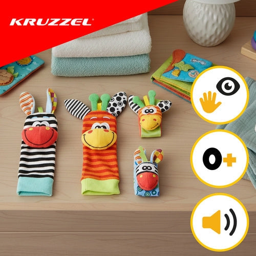 Babyrasselset 4 delar handband och strumpor med rassel 0+