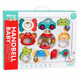 Babyrattlar set 9-pack med tuggdelar och rörliga delar, plast