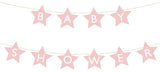 Baby shower-banner ljusrosa med stjärnor 290x16,5 cm snöre 3 m