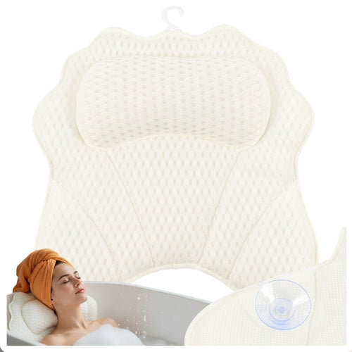 Badkudde ergonomisk 43x40 cm med 6 sugkoppar, 3D-mesh