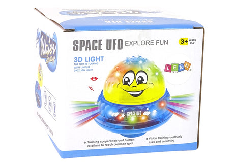 Badleksak UFO-boll med vattenfontän, musik & LED-ljus rosa 13 cm
