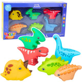 Badleksaker dinosaurier i mjukt gummi med pip, 6-pack, 18+ mån