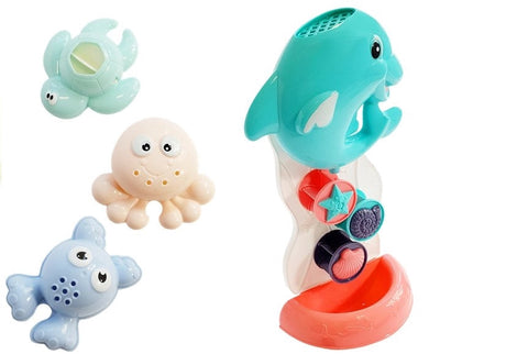 Badleksaker havsdjur med delfin vattenfall, 4-pack, från 12 mån