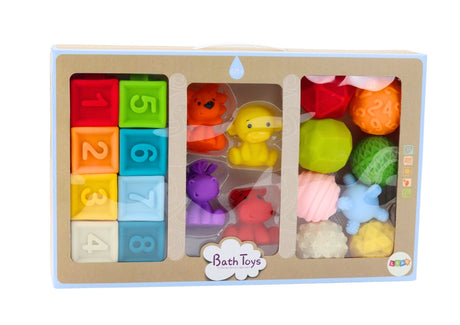 Badleksak gummiblock set 20 delar 5 cm, från 6 månader CE EN71