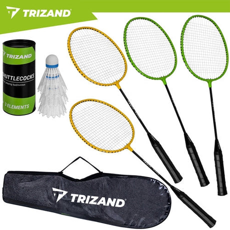 Badmintonset 8 delar med 4 racketar, 3 fjädrar och väska