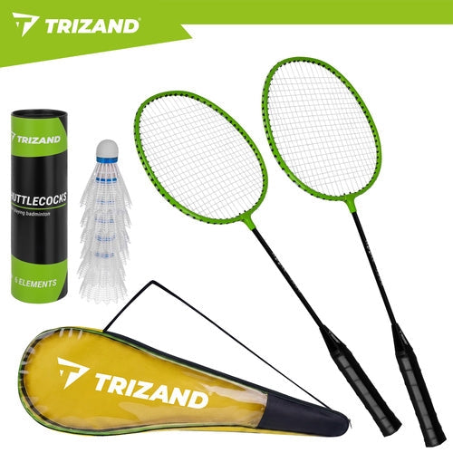 Badmintonset 9 delar med 2 racketar, 6 fjädrar och väska