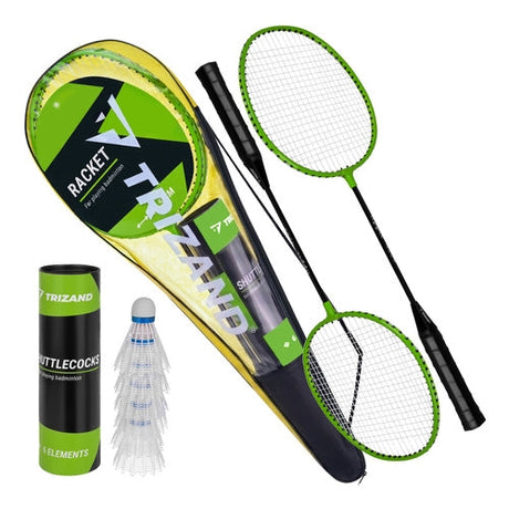 Badmintonset 9 delar med 2 racketar, 6 fjädrar och väska