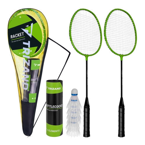 Badmintonset 9 delar med 2 racketar, 6 fjädrar och väska