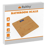 Badrumsvåg LCD 180 kg bambu, kg/lb, 28x28 cm, 2x AAA