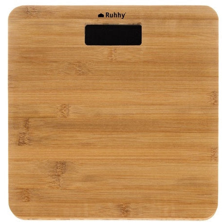Badrumsvåg LCD 180 kg bambu, kg/lb, 28x28 cm, 2x AAA