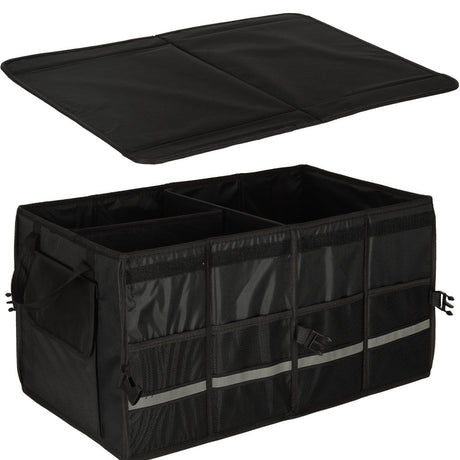 Bagageorganisatör bil 50L 60x35x30 cm med lock reflexband svart