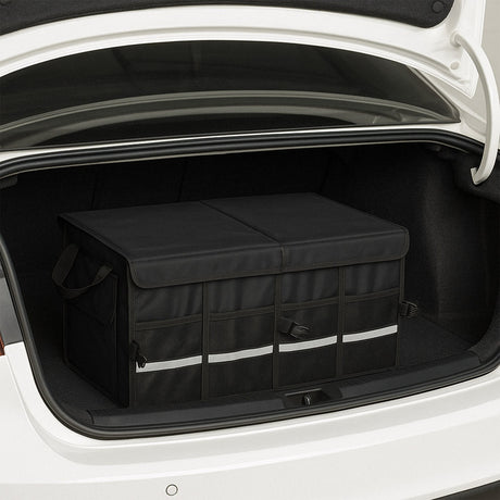 Bagageorganisatör bil 50L 60x35x30 cm med lock reflexband svart