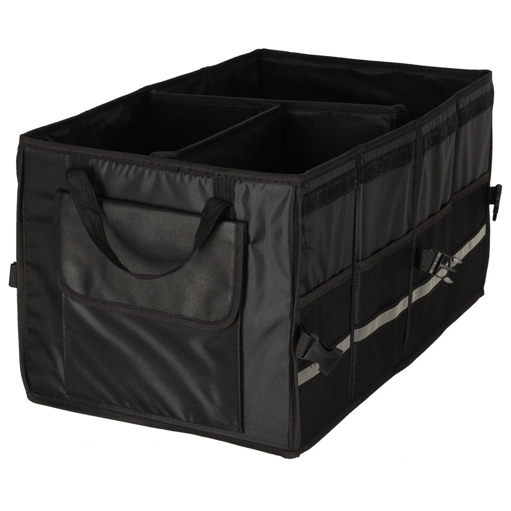 Bagageorganisatör bil 50L 60x35x30 cm med lock reflexband svart