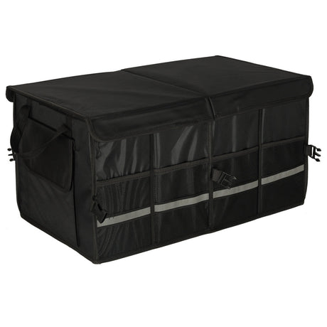 Bagageorganisatör bil 50L 60x35x30 cm med lock reflexband svart