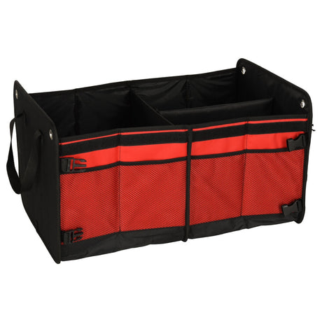 Bagageutrymmesorganizer bil 60L vikbar med lock och avdelare svart/röd