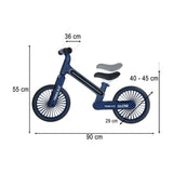 Balanscykel 12" med LED-ljus 20 lägen, marinblå, 2+ år