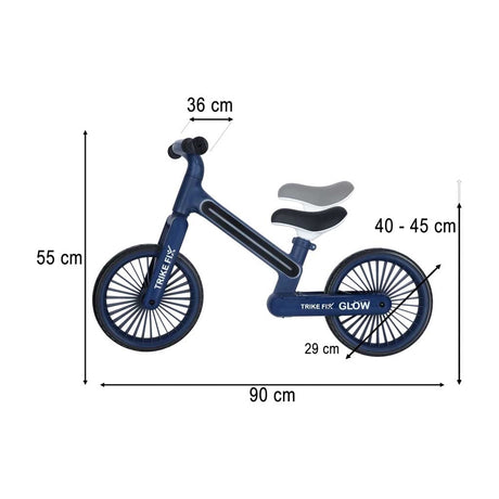 Balanscykel 12" med LED-ljus 20 lägen, marinblå, 2+ år