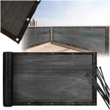 Balkongskydd insynsskydd i PVC-nät svart 105x700 cm med buntband