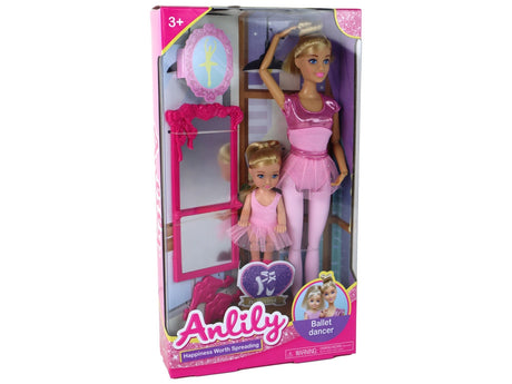 Ballerinadockor mor och barn med spegel 2-pack 31 cm/11 cm