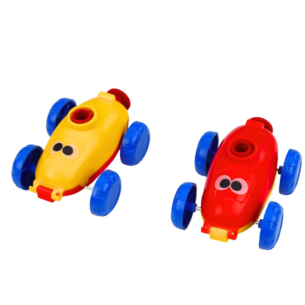 Ballongdriven leksaksbil med pumpstation groda, 2 bilar + 10 ballonger