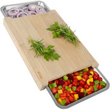 Bambuskärbräda 40x28,5 cm med 2 utdragbara behållare rostfritt