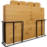 Bambuskärbrädor 4-pack med stativ 28x20 cm