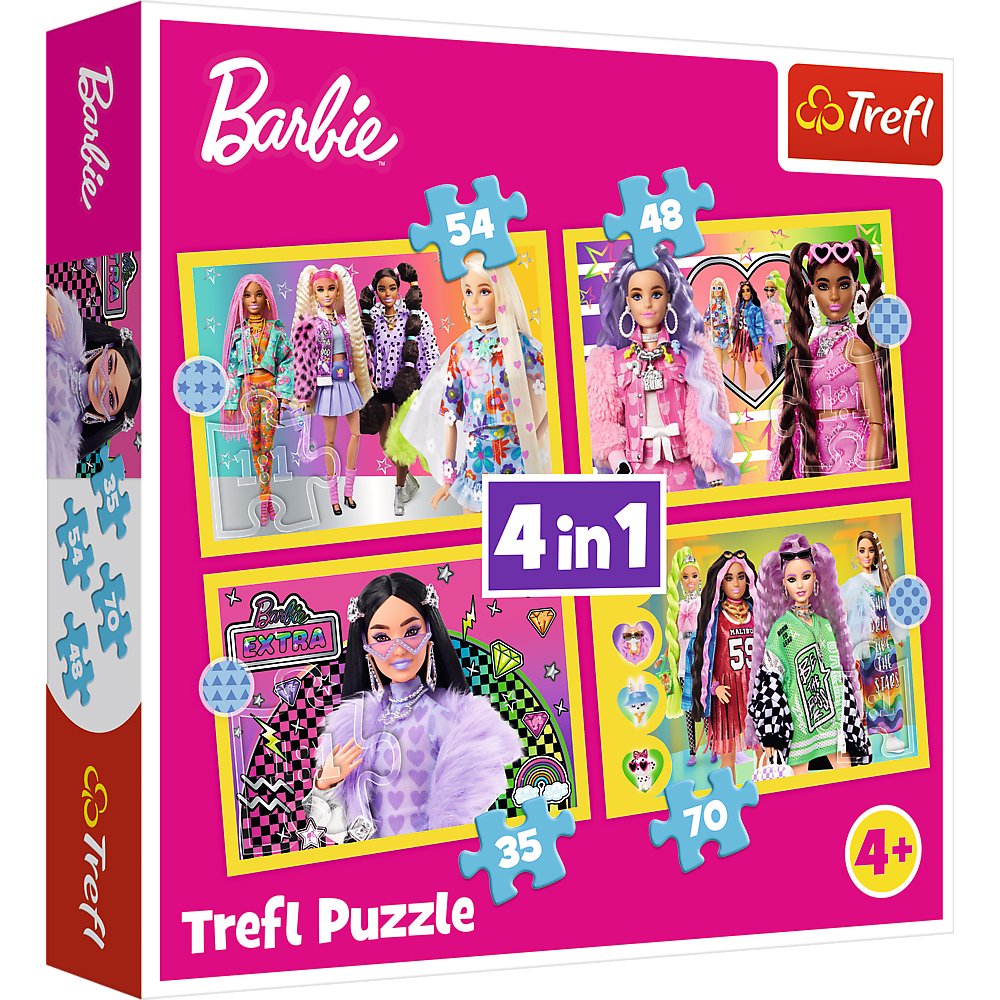 Barbie 4-i-1 barnpussel 35-70 bitar 4 motiv 285x205 mm från 4 år