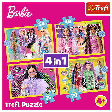 Barbie 4-i-1 barnpussel 35-70 bitar 4 motiv 285x205 mm från 4 år