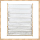 Barnbokhylla i trä/tyg 6 fack 79 cm natur 79x62,5x30 cm