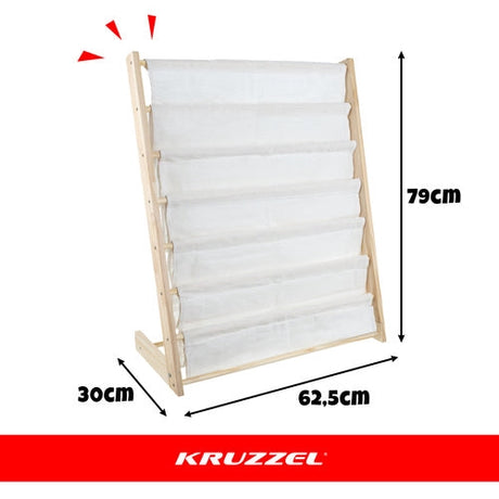 Barnbokhylla i trä/tyg 6 fack 79 cm natur 79x62,5x30 cm