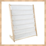 Barnbokhylla i trä/tyg 6 fack 79 cm natur 79x62,5x30 cm