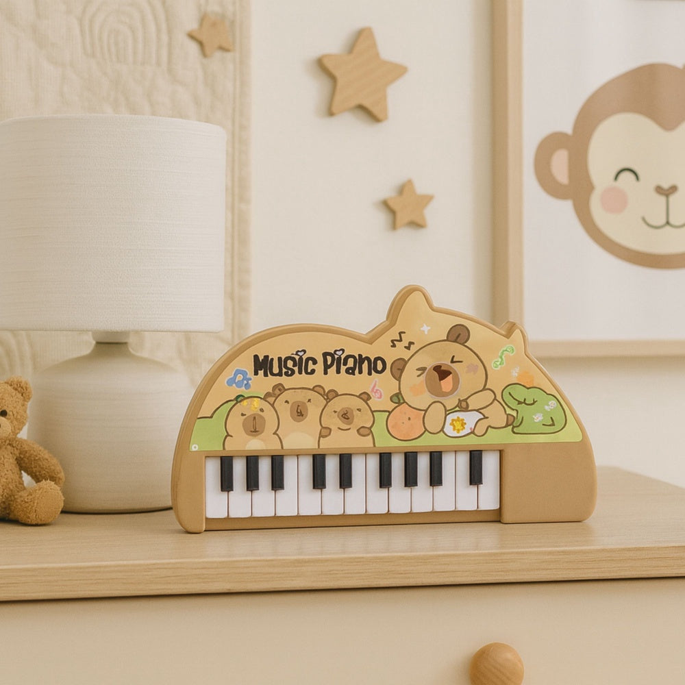 Barnpiano leksak 22 tangenter kapybara pastell, batteridrivet