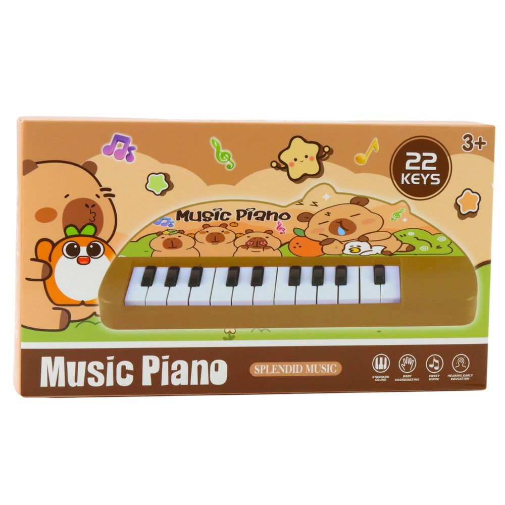 Barnpiano leksak 22 tangenter kapybara pastell, batteridrivet