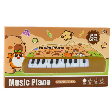 Barnpiano leksak 22 tangenter kapybara pastell, batteridrivet