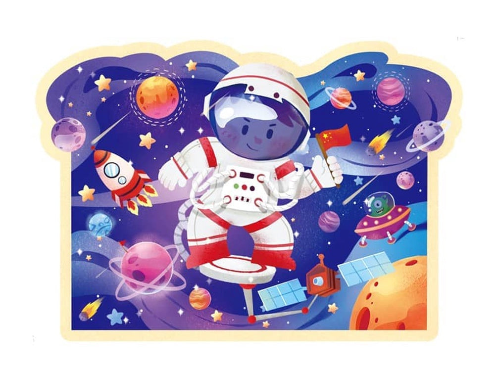 Barnpussel rymden i rör med handtag, från 3 år