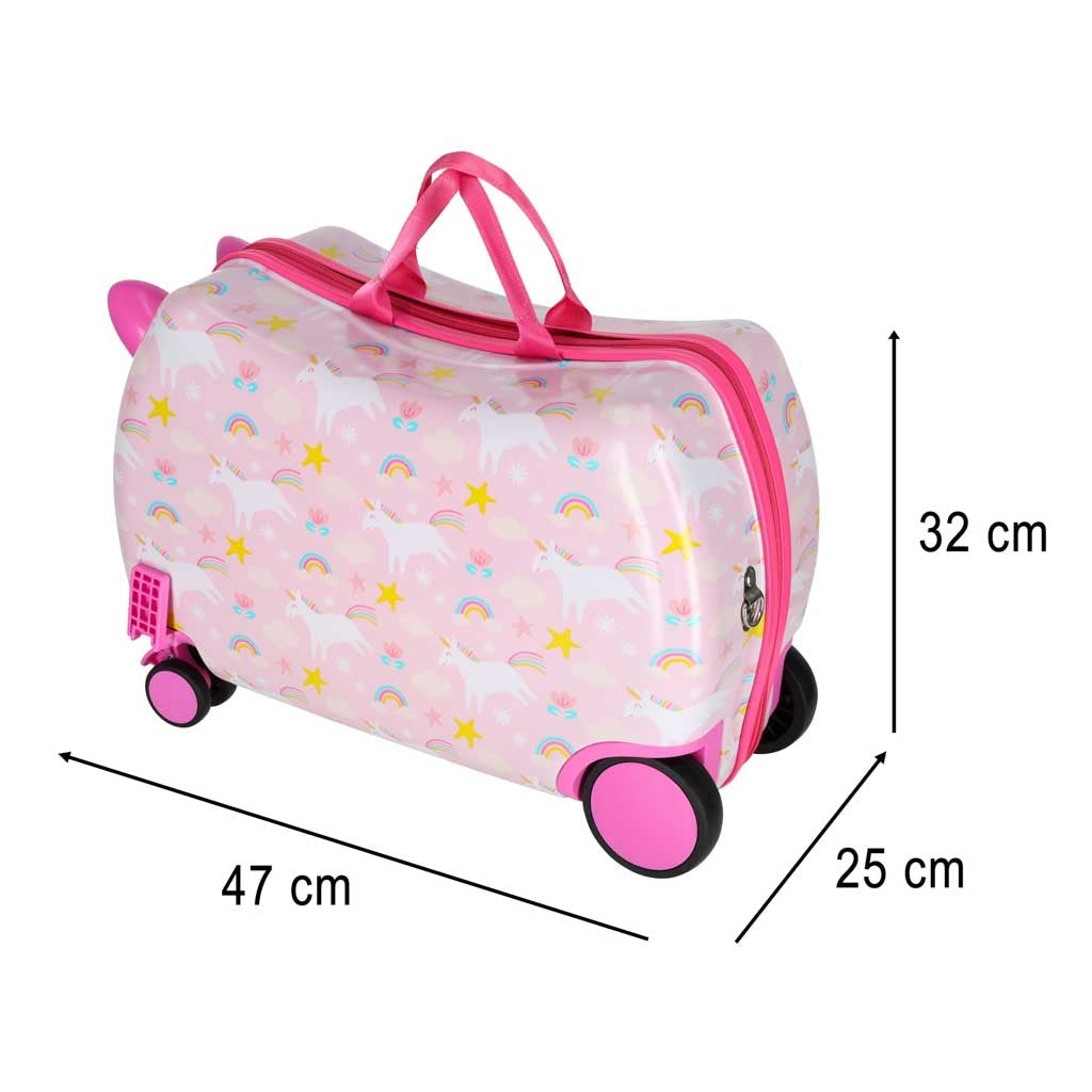 Barnresväska handbagage 30L hårt skal enhörning 4 hjul sit-on